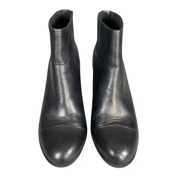 Clarks Women’s Enfield Tess Black Leather Block Heel Ankle Boots Size-8.5Wide - Picture 3 of 9